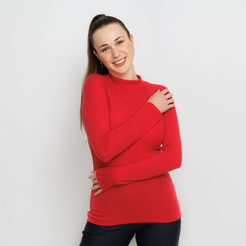 Dámské červené MERINO tričko (Velikost M)