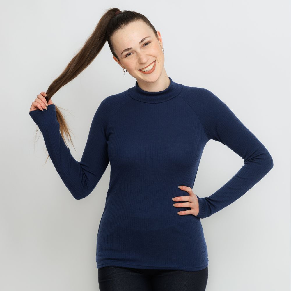 Dámské navy MERINO tričko (Velikost M)