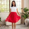 Krátká červená tylová řasená sukně (Velikost L/XL)