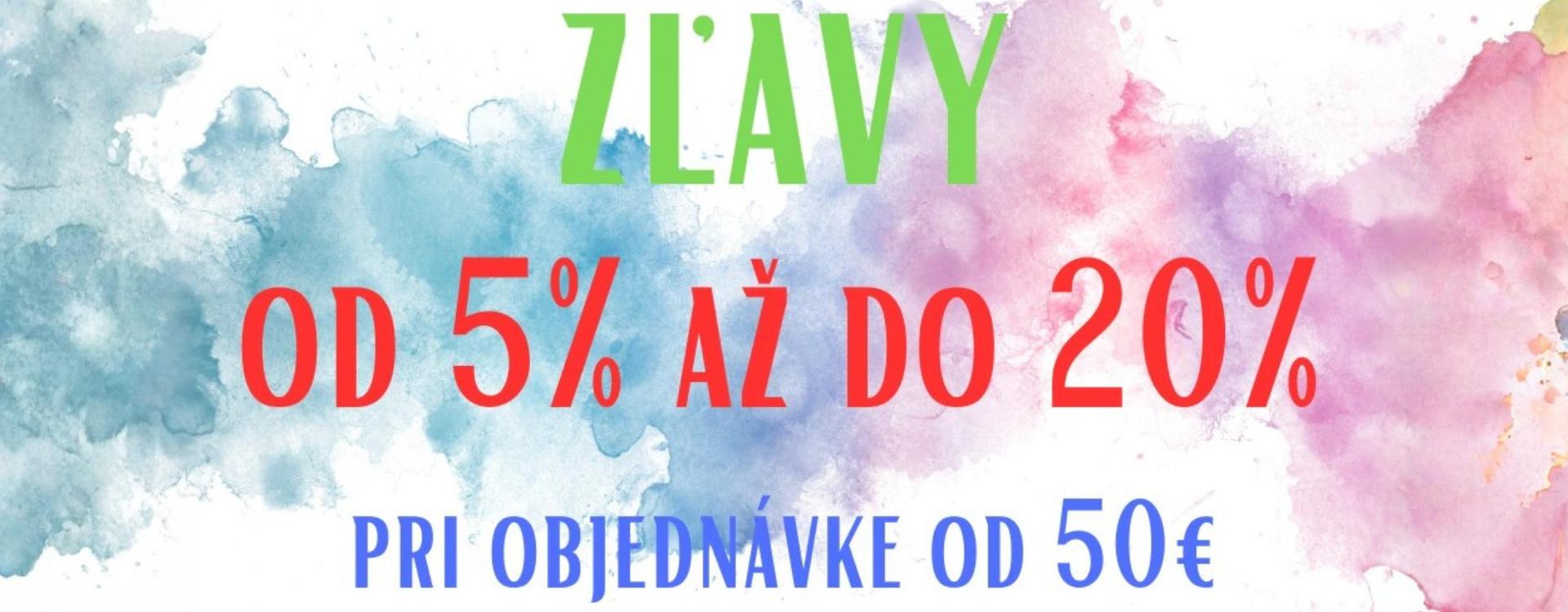 Zľavy od 5% do 20% pri objednávke nad 50€
