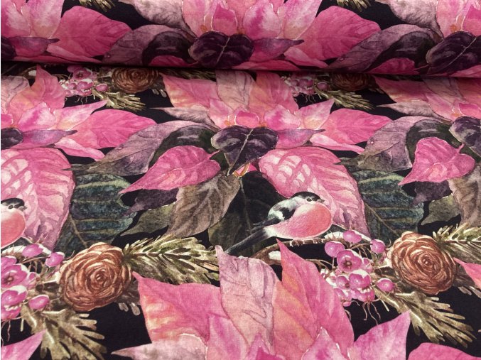 Úplet ptáček na růžové