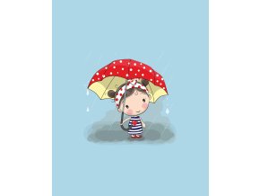 Panel holčička červený deštník