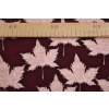 Teplákovina s motívom listov vo vínovej farbe s pravítkom