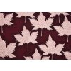 Teplákovina s motívom listov vo vínovej farbe zobrazená zhora