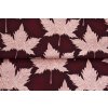 Teplákovina s motívom listov vo vínovej farbe s prekladom látky