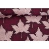 Teplákovina s motívom listov vo vínovej farbe s nadvihnutým okrajom