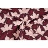 Teplákovina s motívom listov vo vínovej farbe, stočená