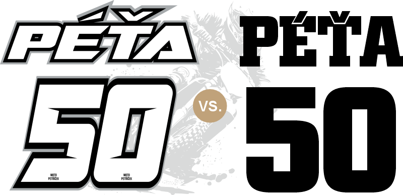 Porovnání grafiky jména a čísla na dresu – běžně a ve stylu Šiklo