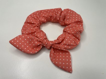 Scrunchie gumička do vlasov- bodkovaná