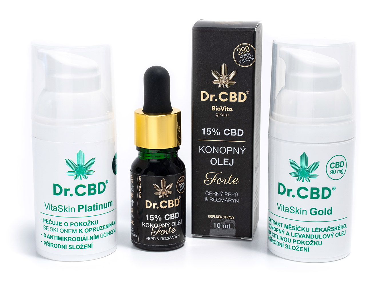 Dr.CBD Dárková sada VitaSkin & 15% CBD kapky