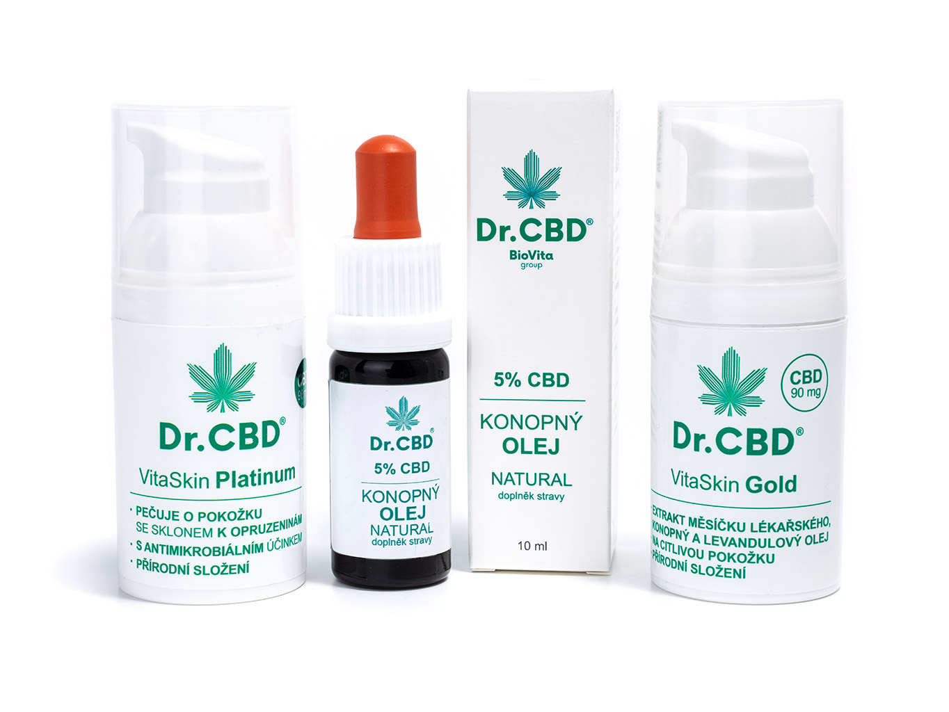 Dr.CBD Dárková sada VitaSkin Platinum a Gold & 5% CBD kapky