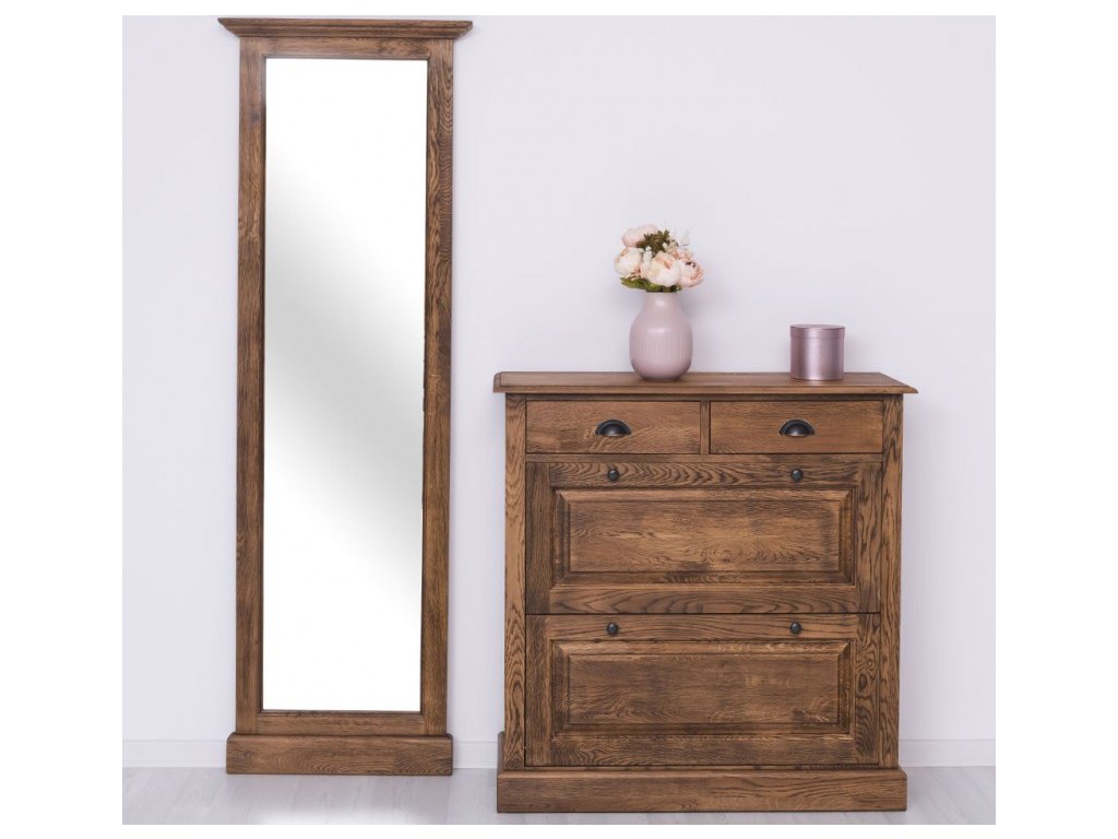shoe cabinet 2 doors and 2 drawers hallway high mirror oak color p064 deep brushed