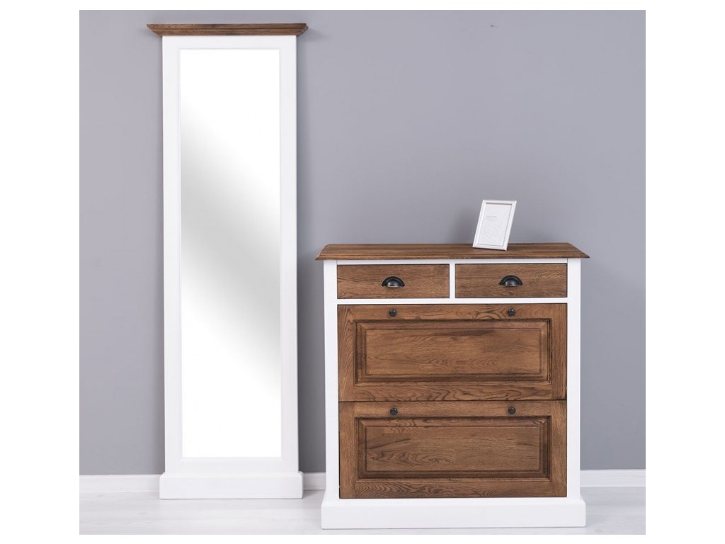 shoe cabinet 2 doors and 2 drawers hallway high mirror oak double colored