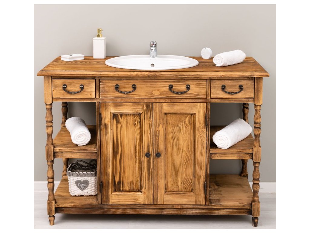 bathroom cabinet for sink with 2 doors and 2 shelves the sink included in the price color p064 deep brushed