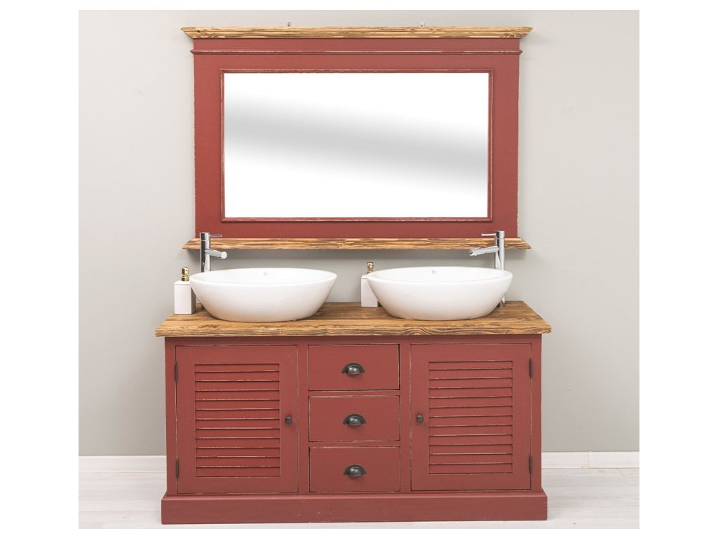 bathroom cabinet with 2 lamellar doors sinks are included in the price with mirror color top p064 color corp p023 p029a double c