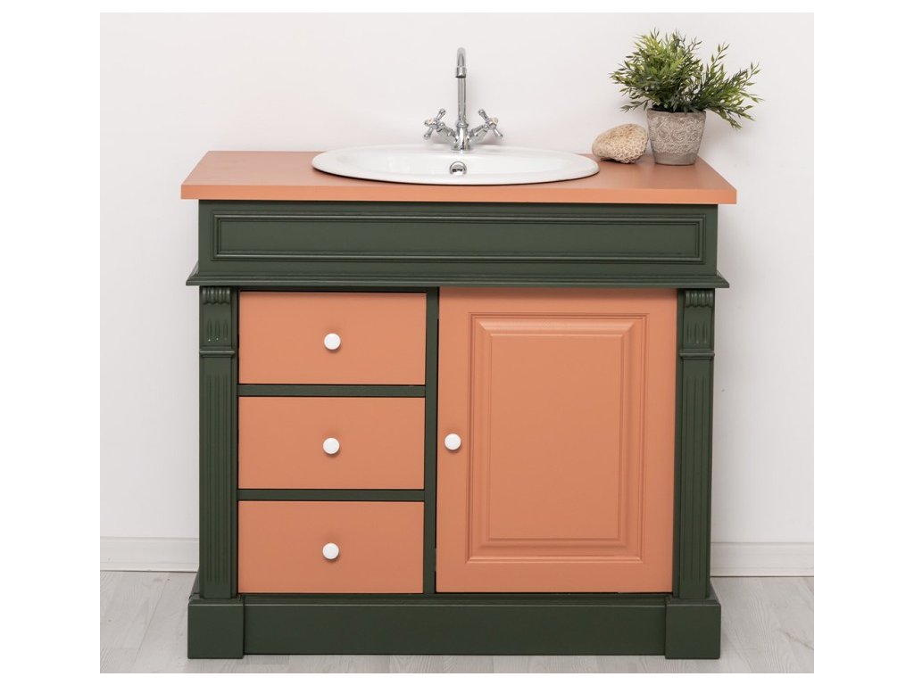 bathroom ornamental cabinet 3 drawers 1 door oak sink included the price color top p112 color corp p115 color doors drawers p112