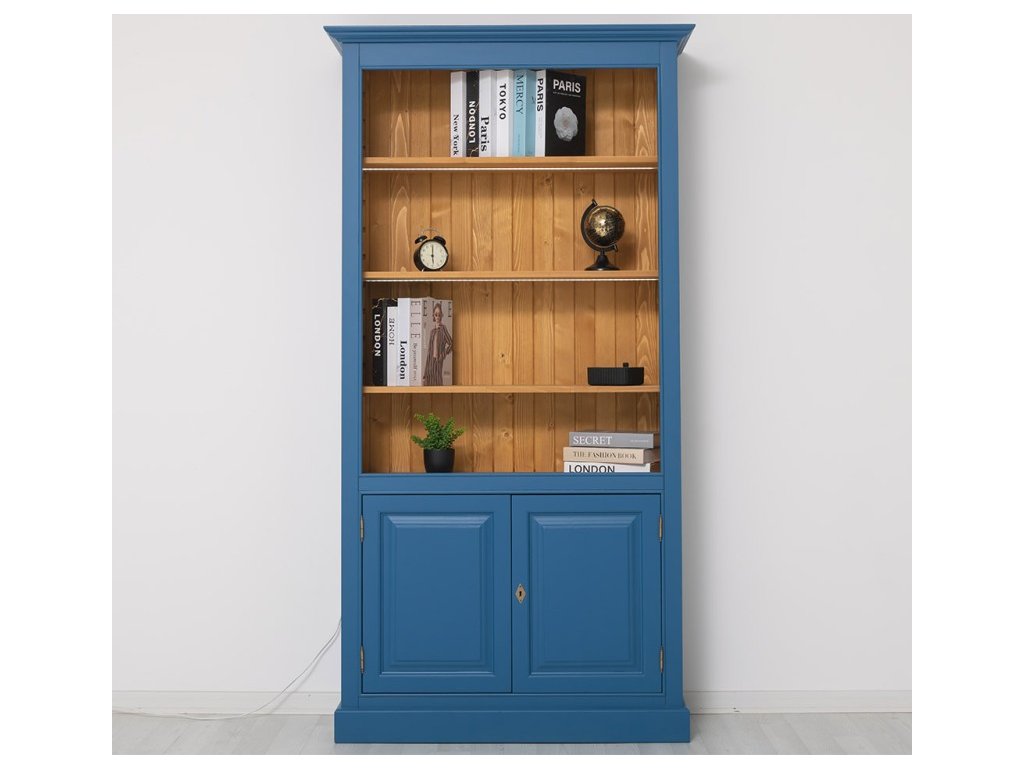 bookcase with 2 doors and led strip accessories included in the price color ext p045 color int p002 double colored