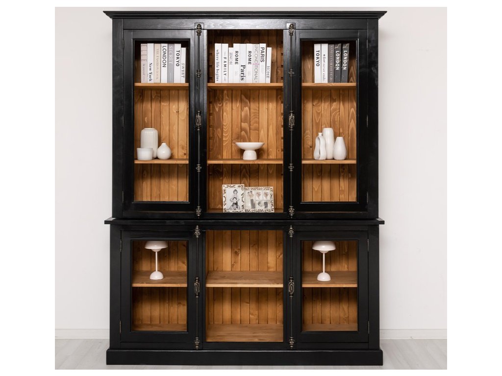 chest without drawers glass doors 2 door display case and open shelves color ext p150 color int p001 double colored
