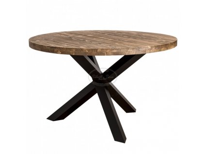Dřevěný jídelní stůl kulatý LOFT PS-677