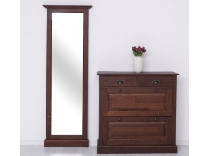 shoe cabinet 2 doors and 2 drawers hallway high mirror oak lacquered