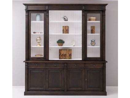 bookcase with 4 doors 4 bas drawers 2 glass doors ext p085 int p004 double color