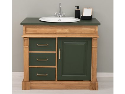 bathroom ornamental cabinet 3 drawers 1 door oak sink included the price color top p115 color corp p061 color doors drawers p115