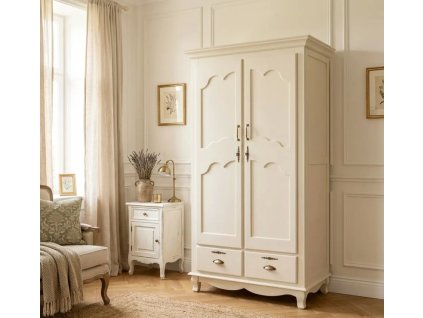 2 door wardrobe with 2 drawers solid wood and mdf
