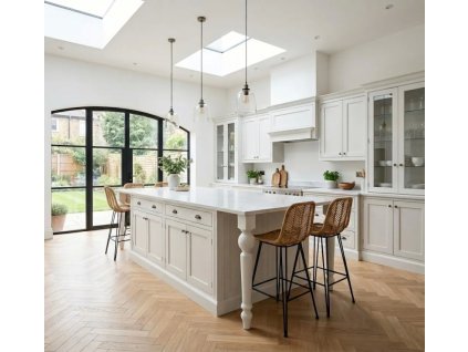 kitchen island with oak countertop