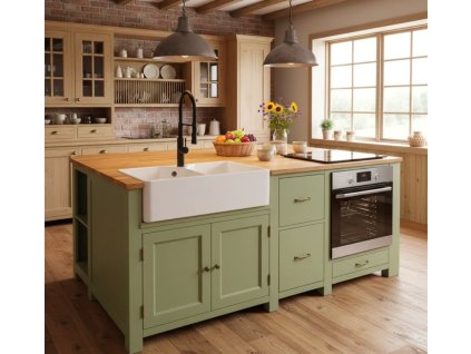 insula de bucatarie top oak cu dim 208x140x90 din brad mdf dupa desen