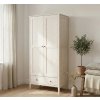 2 door solid fir wood wardrobe with drawer