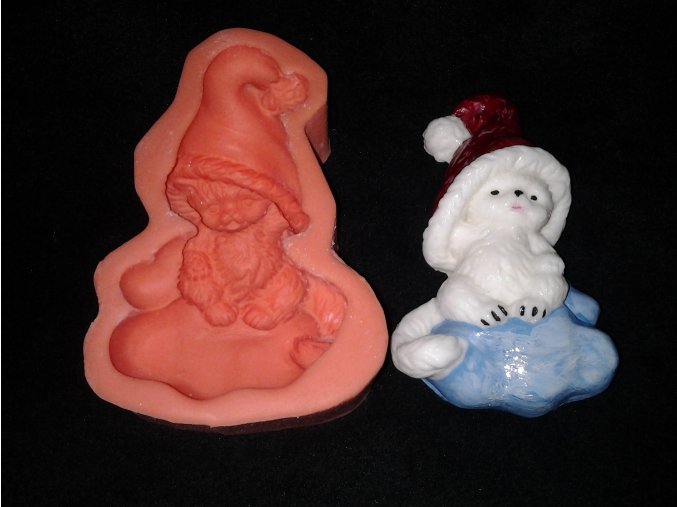 Silikonová formička kocour Santa 2042