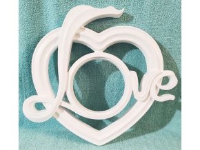 Silikonová forma - Foto rámeček tvaru srdce s nápisem "LOVE"
