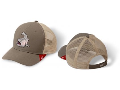 16821 magic trout ksiltovka trout trucker cap stretch seda hneda