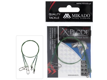 Mikado ocelové lanko s obratlíkem zelené - 2 ks