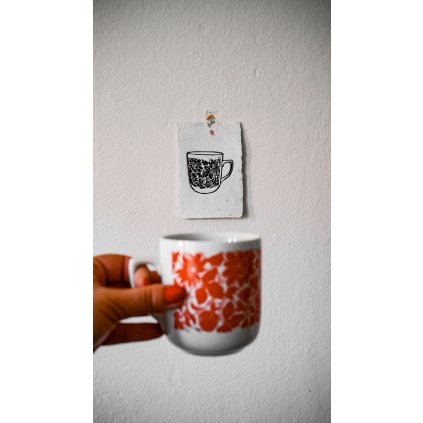 Retro hrnek jetel linoryt