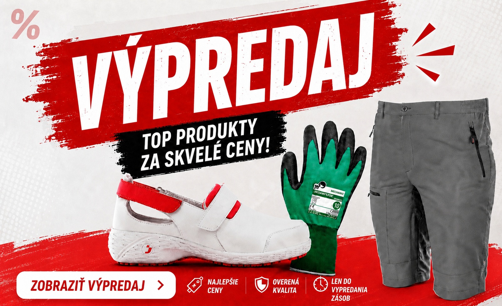 Výpredaj pracovných odevov, obuvi a pomôcok