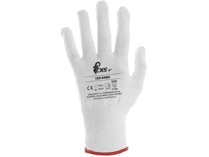 Rukavice SAWA, textilné, biele (Veľkosť 9)