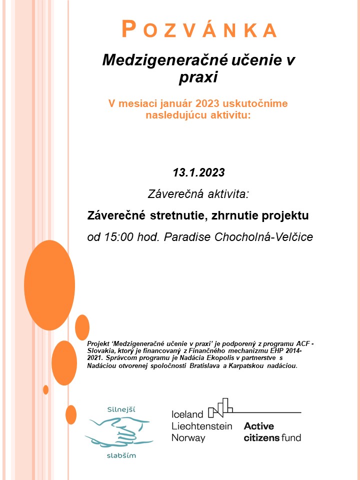 Medzigeneračné učenie záverečné stretnutie