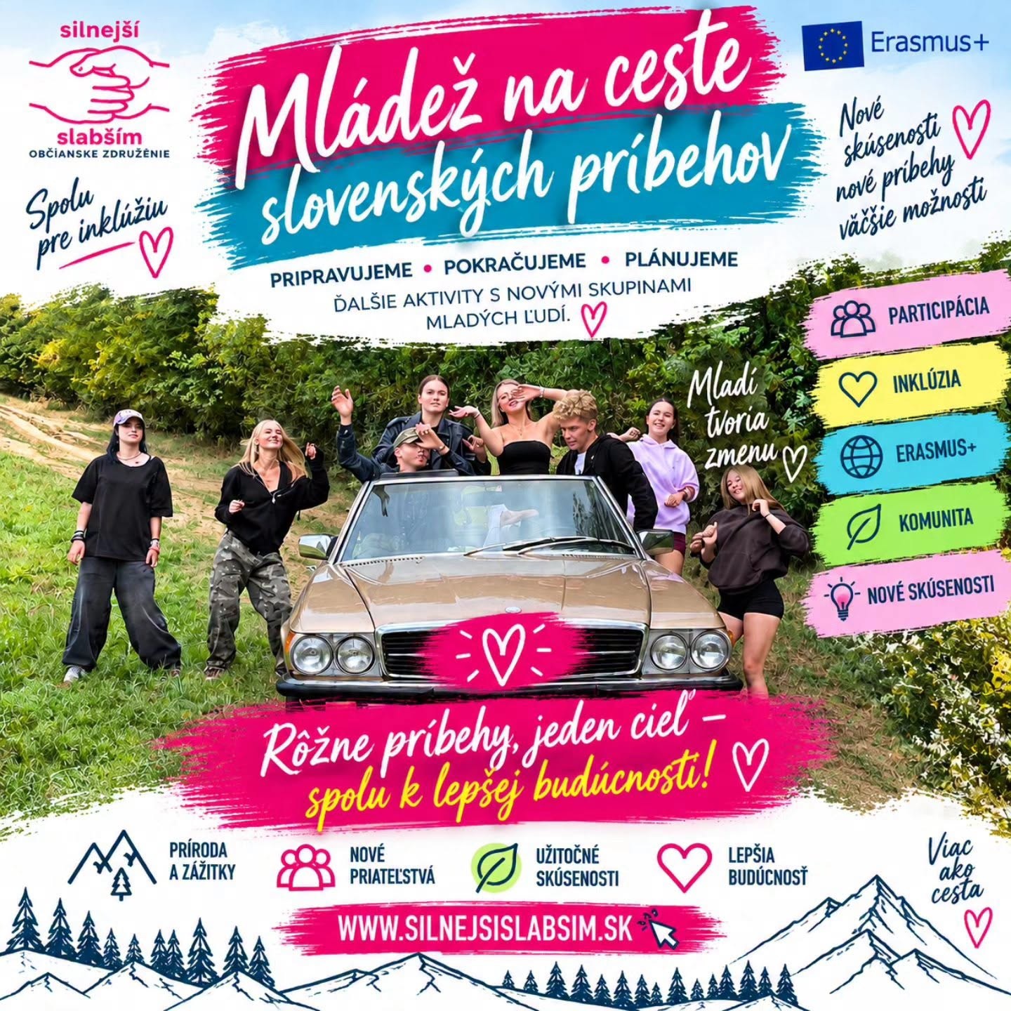 MLÁDEŽ NA CESTE SLOVENSKÝCH PRÍBEHOV: Spoločne pre inklúziu, participáciu a nové príležitosti  Nové skupiny mladých ľudí, nové aktivity a nové príbehy, ktoré nás spájajú. Projekt „Mládež na ceste slovenských príbehov“ pokračuje vo svojich aktivitách a vyt