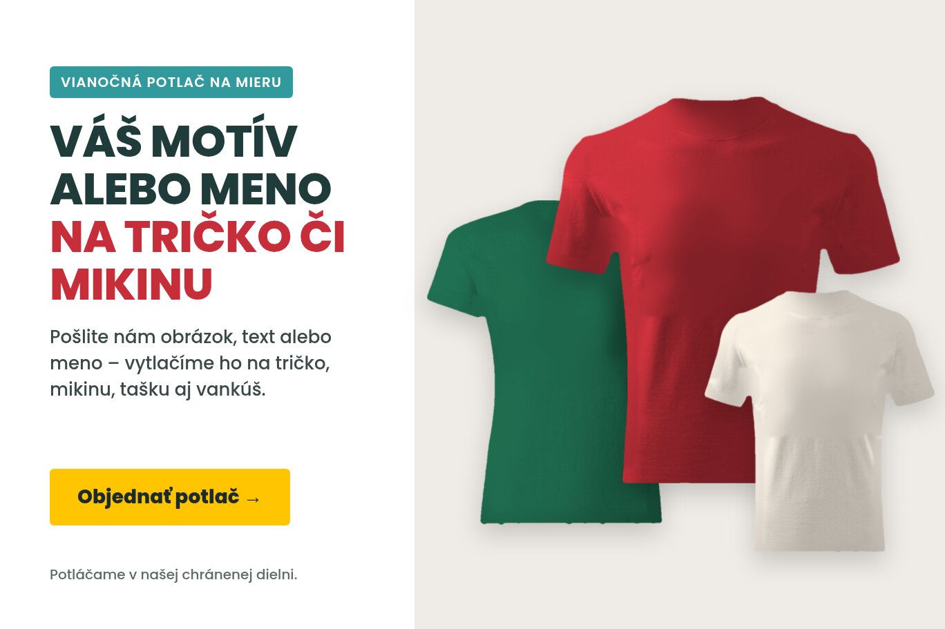 Vianočná potlač na mieru – váš motív alebo meno na tričko či mikinu