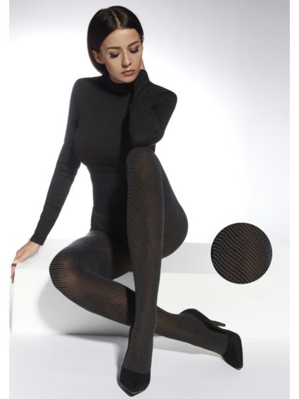 Dámske vzorované pančuchy IWA 40DEN Adrian (Farba Čierna, Veľkosť 1/2)