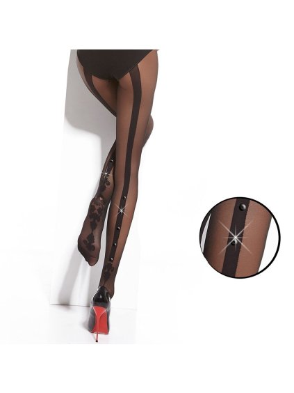 Dámske vzorované pančuchy FLAVIE&STONES 20 DEN Adrian (Farba Čierna, Veľkosť 3/M)