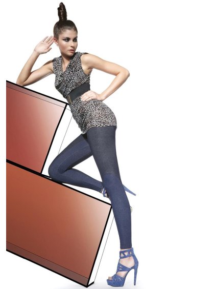 Dámske rifľové legíny JENIFER 200DEN BasBleu (Farba Modrá, Veľkosť S)