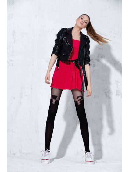 Dámske vzorované pančuchy CURIOUS 50DEN Knittex (Farba Nero, Veľkosť 4/L)