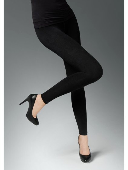 Komfortné teplé čierne bavlnené legíny COMFORT COTTON 120DEN Marilyn (Farba Čierna, Veľkosť S/M)