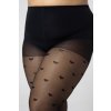 Vzorované pančuchy pre moletky so srdiečkami QUEEN SIZE QUEEN OF HEARTS 30DEN Mona (Farba Onyx, Veľkosť 5/XL)