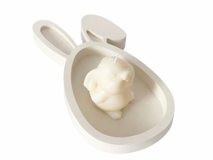 velkonocna sviecka zajac s podstavcom handmade silue