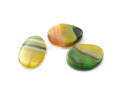 Achát ovál 40x30mm barevný