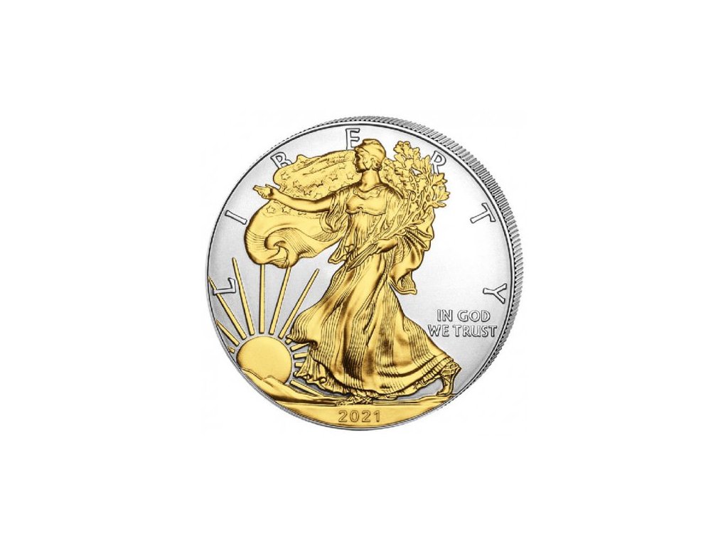 1 oz silver us silver eagle 2021 type 1 gilded