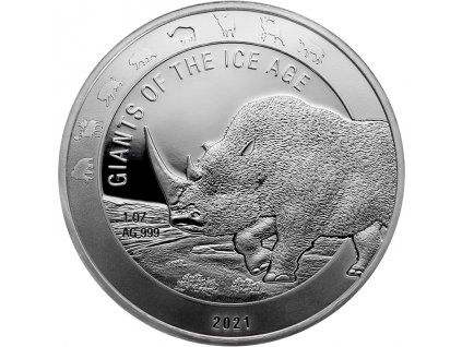06241 stribrna investicni mince obri doby ledove nosorozec srstnaty 1oz 2021 01 det